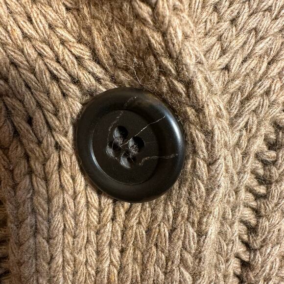 J Crew Handknit Fisherman Cardigan Sweater SZ L Wool Angora Cashmere Cable Knit - Picture 10 of 10